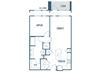 One bedroom one bathroom floorplan image at Jada Legacy Central Apartments in Plano, TX